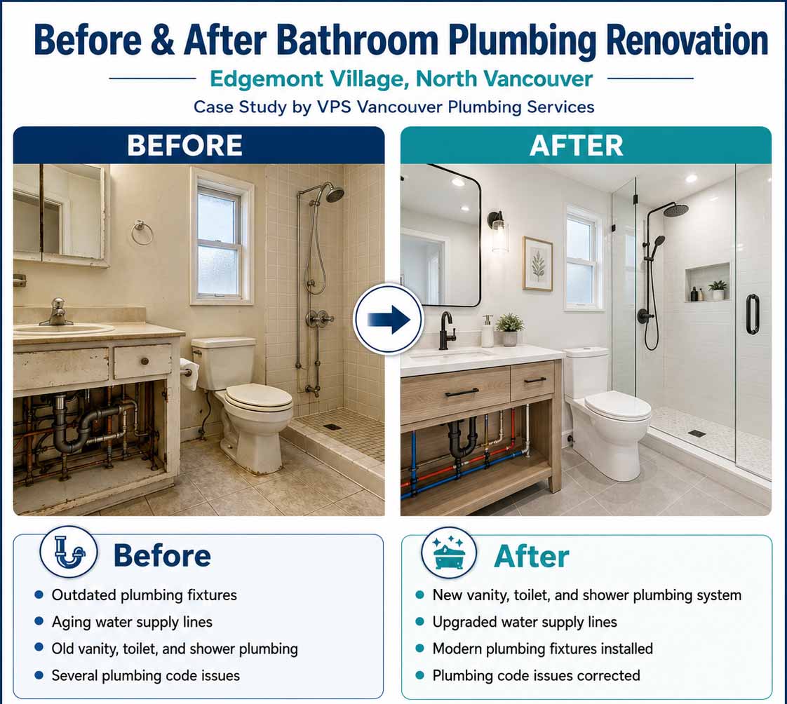 Bathroom Plumbing Renovation in Edgemont Village, North Vancouver