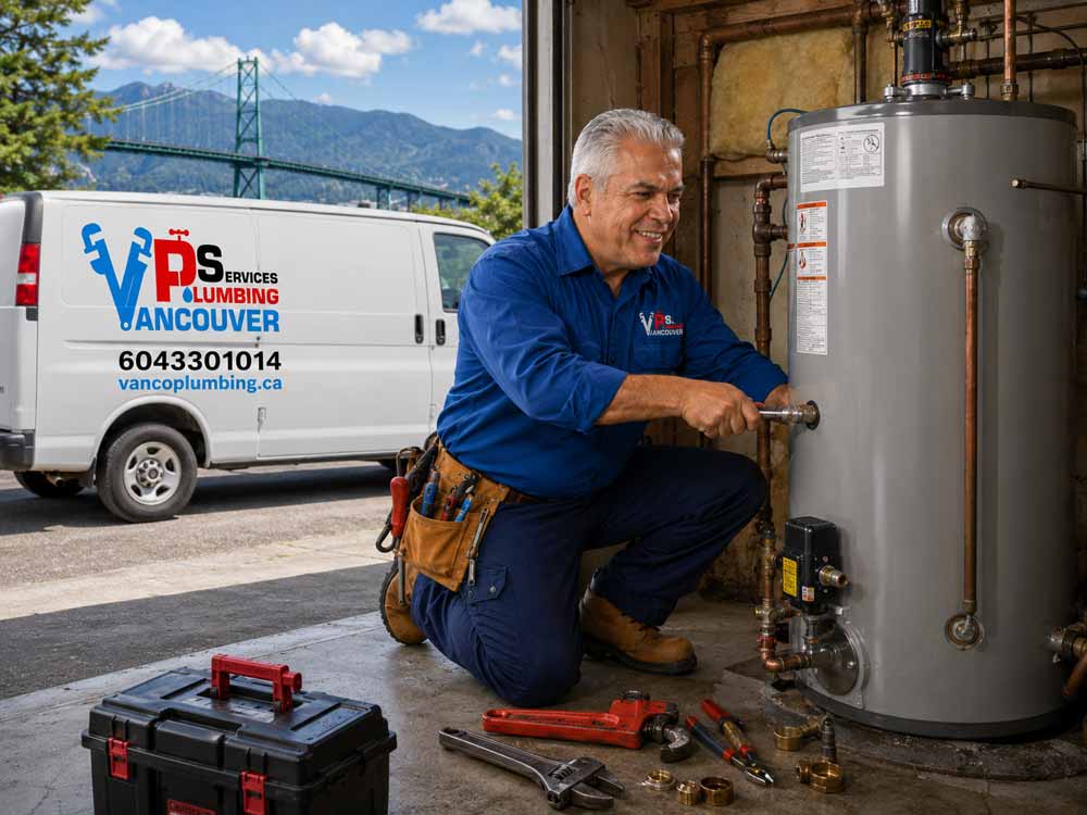 emergency plumber is working on plumbing issues in north vancouver